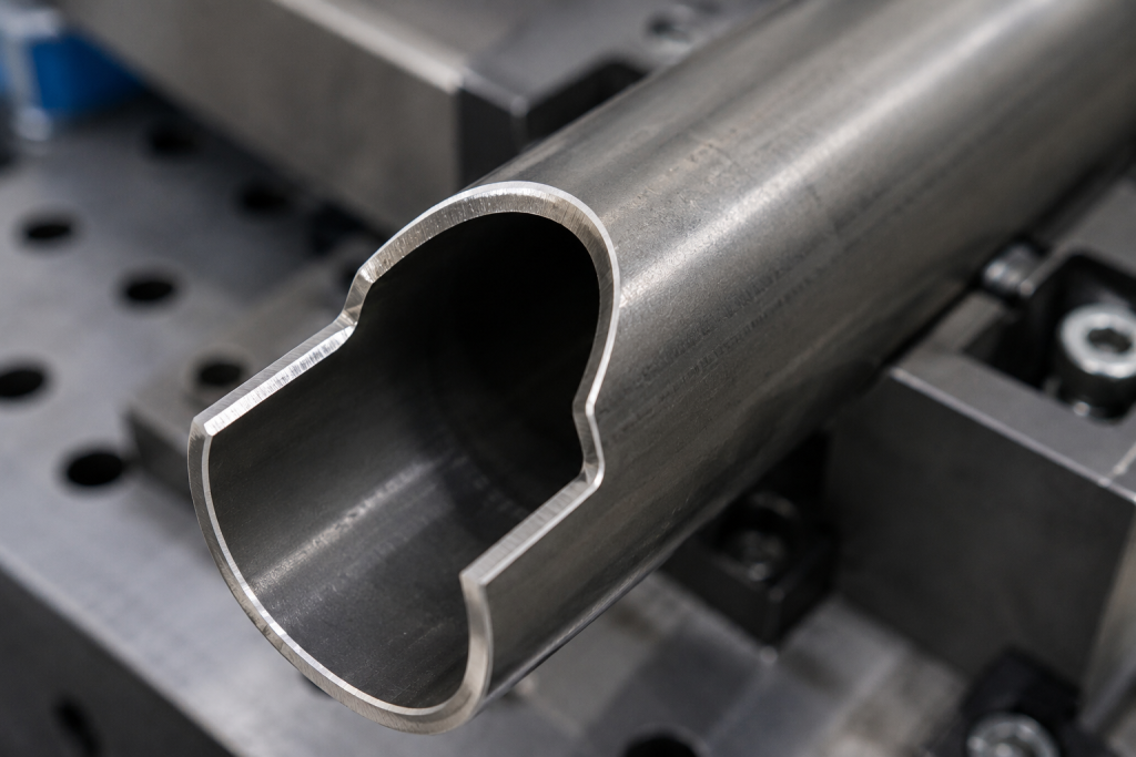 Aerospace tube laser cut saddle profile for structural welding fit-up