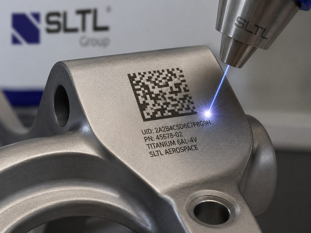fiber laser marking QR code datamatrix titanium aerospace component traceability